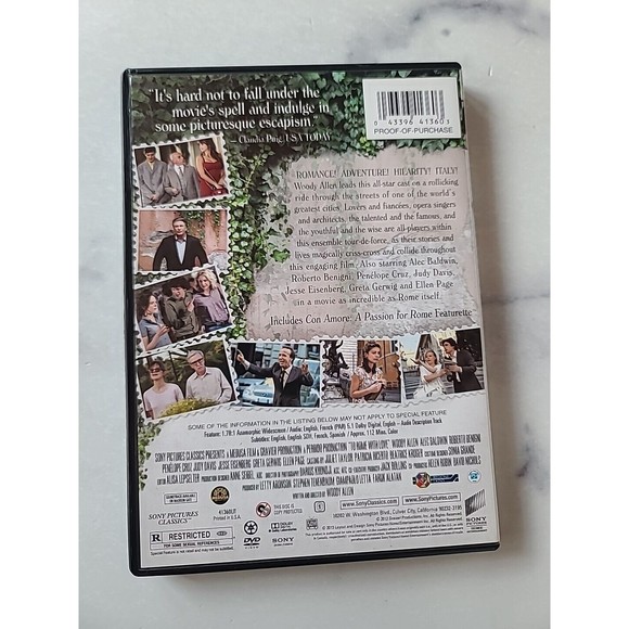 To Rome With Love (DVD, 2012) - Picture 5 of 10